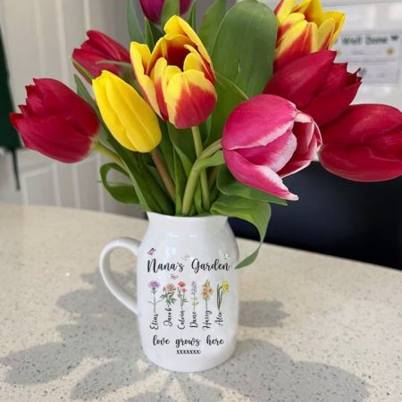 Personalized Grandma's Garden Flower Vase, Birth Month Flower Family Personalized Flower Vase, Mothers Day Gift for Grandma, Mom, Nana HG