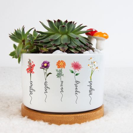 Custom Birth Month Flower Plant Pot, Mom & Kids Flower Pot, Grandma Succulent Pot, Gift for Mimi Gardener, Mother's Day Gift, Mom Home Decor HG