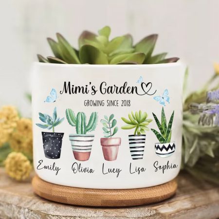 Succulent Pot, Mom's Garden Plant Pot, Gift For Mom, Nanas Garden Grandkids Flower Pot, Mothers Day Gift HG