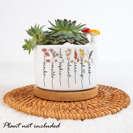 Custom Birth Month Flowers Mini Plant Pot, Grandma and Grandkids Flower Pot, Nana Succulent Pot, Gifts for Mimi Gardener, Mother's Day Gifts HG