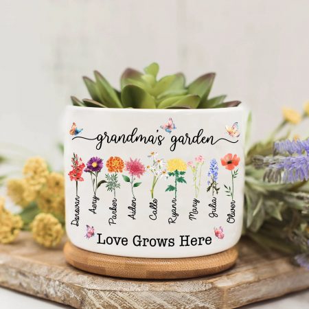 Birth Month Flower Grandma Garden Succulent Pot, Mom's Garden Plant Pot, Gift For Mom, Nanas Garden Grandkids Flower Pot, Mothers Day Gift HG